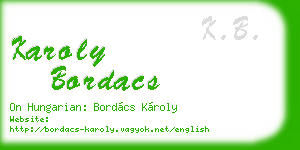 karoly bordacs business card